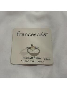 Francescas Silver Plated Cubic Zirconia Opal Ring Size 6